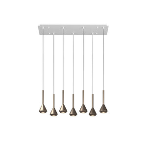 Lampadario Moderno Aygo Metallo Bianco Bronzo 7 Luci Gu10