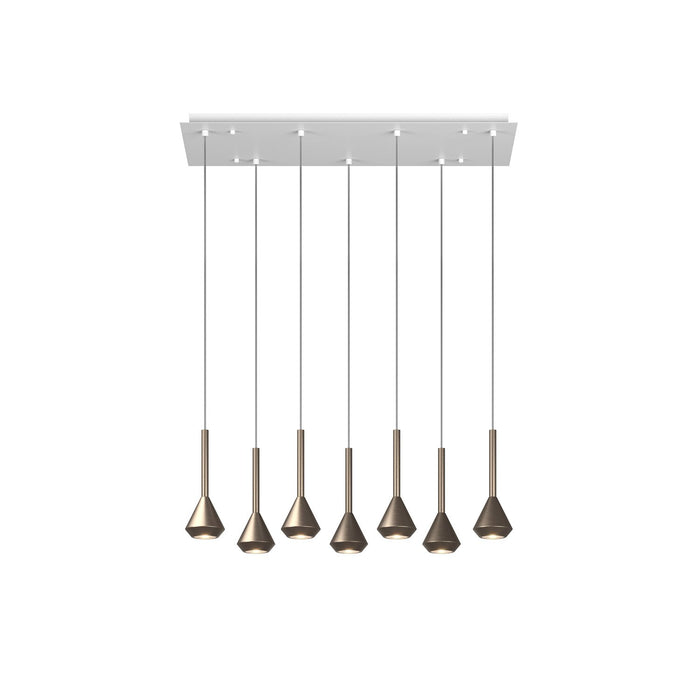 Lampadario Moderno Aygo Metallo Bianco Bronzo 7 Luci Gu10