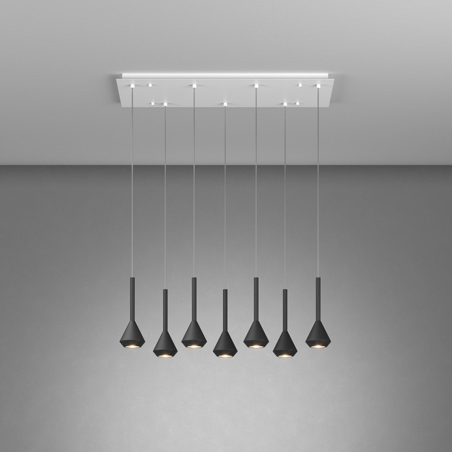 Lampadario Moderno Aygo Metallo Bianco Nero 7 Luci Gu10