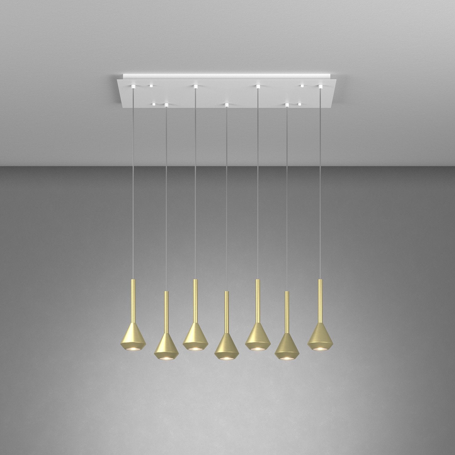 Lampadario Moderno Aygo Metallo Bianco Ottone 7 Luci Gu10