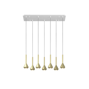 Lampadario Moderno Aygo Metallo Bianco Ottone 7 Luci Gu10