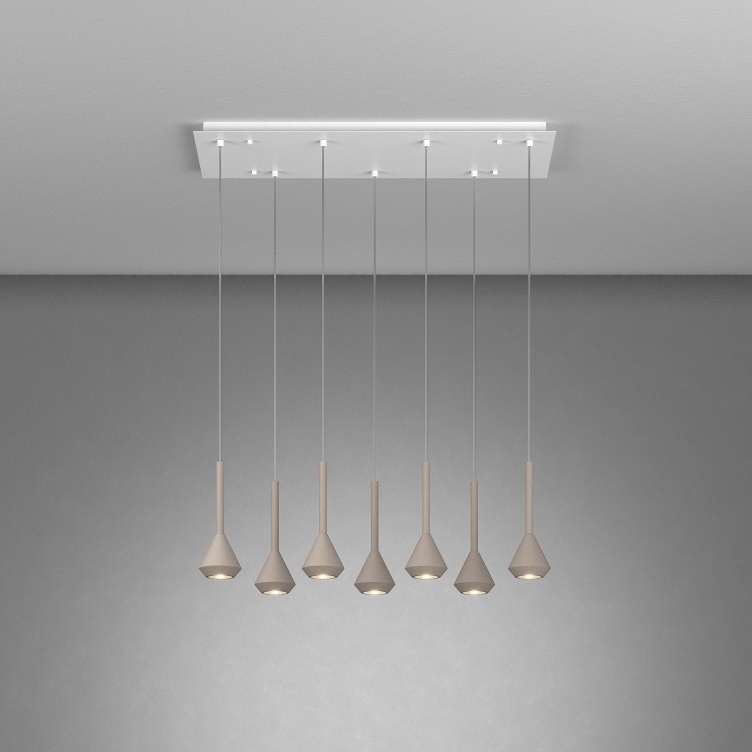 Lampadario Moderno Aygo Metallo Bianco E Sabbia Marrone 7 Luci Gu10