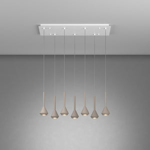 Lampadario Moderno Aygo Metallo Bianco E Sabbia Marrone 7 Luci Gu10