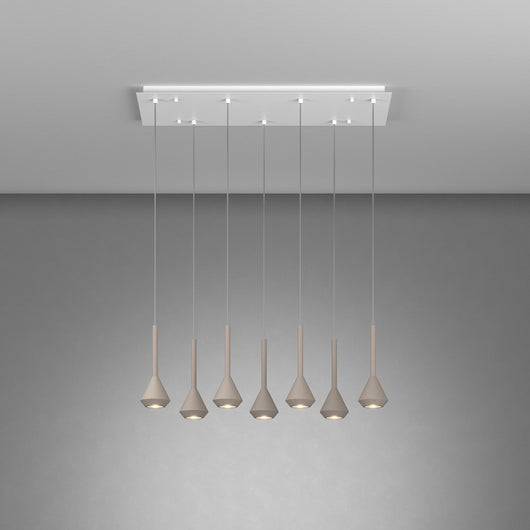 Lampadario Moderno Aygo Metallo Bianco E Sabbia Marrone 7 Luci Gu10
