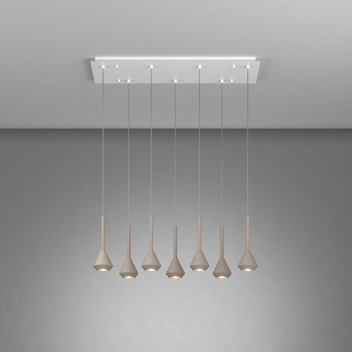 Lampadario Moderno Aygo Metallo Bianco E Sabbia Marrone 7 Luci Gu10