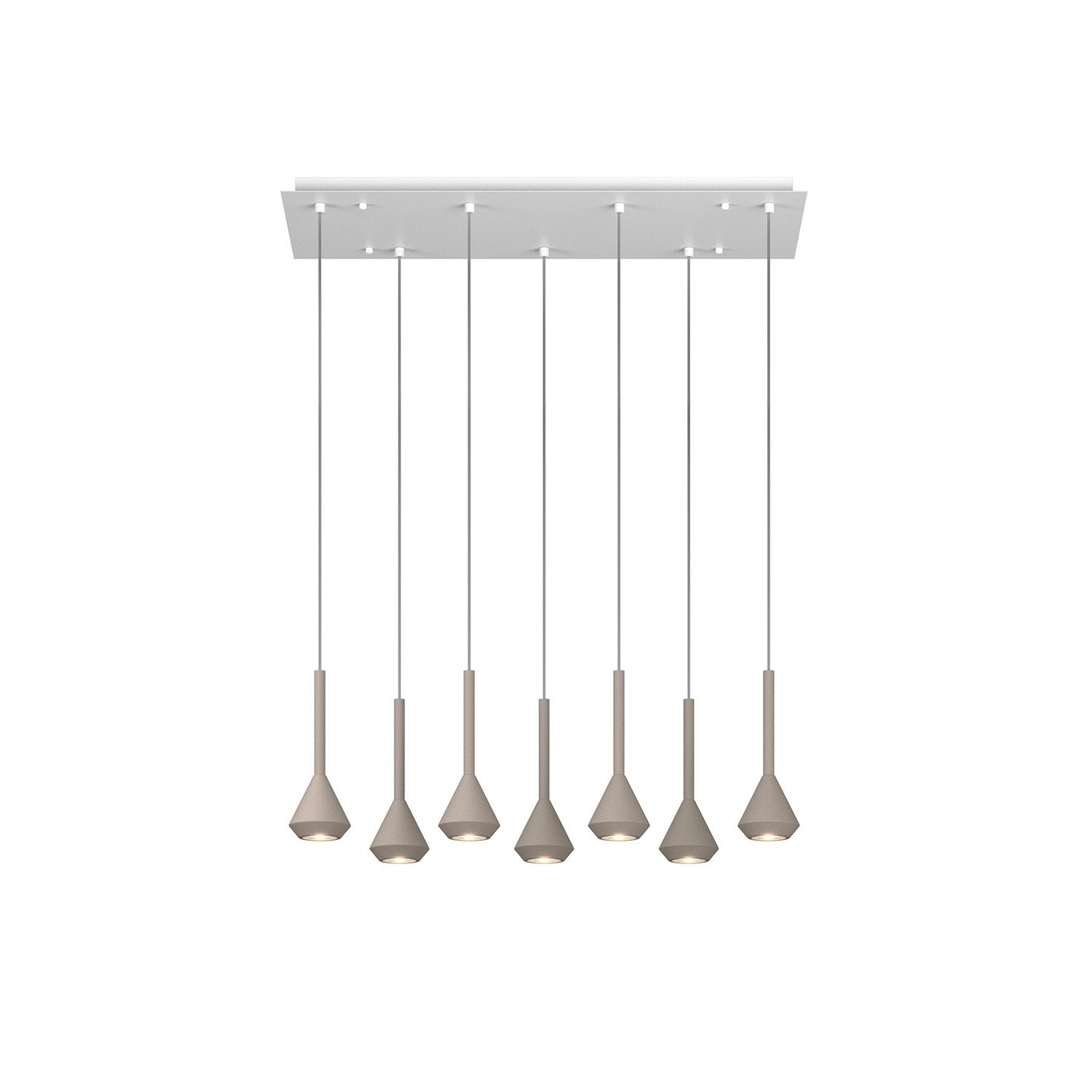 Lampadario Moderno Aygo Metallo Bianco E Sabbia Marrone 7 Luci Gu10