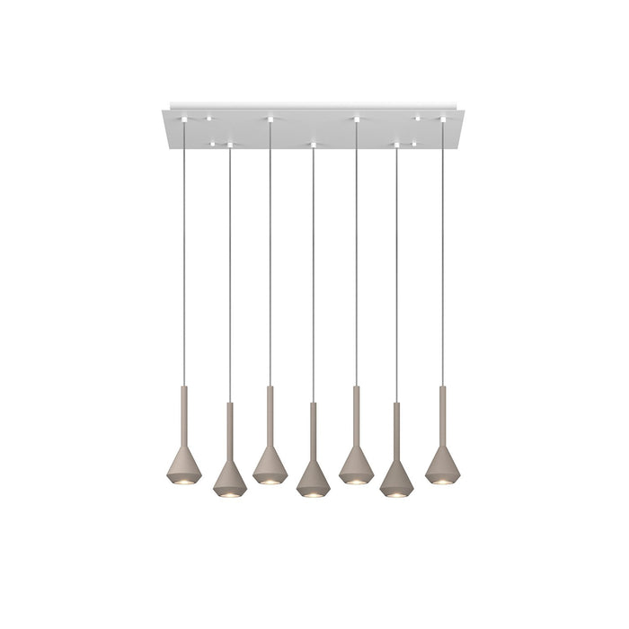 Lampadario Moderno Aygo Metallo Bianco E Sabbia Marrone 7 Luci Gu10