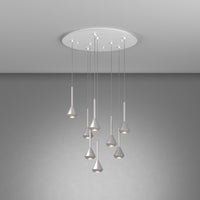 Lampadario Moderno Aygo Tondo Metallo Bianco E Alluminio 7 Luci Gu10