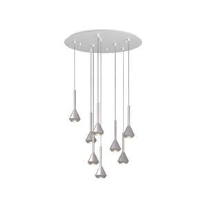 Lampadario Moderno Aygo Tondo Metallo Bianco E Alluminio 7 Luci Gu10