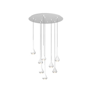 Lampadario Moderno Aygo Metallo Bianco 8 Luci Gu10