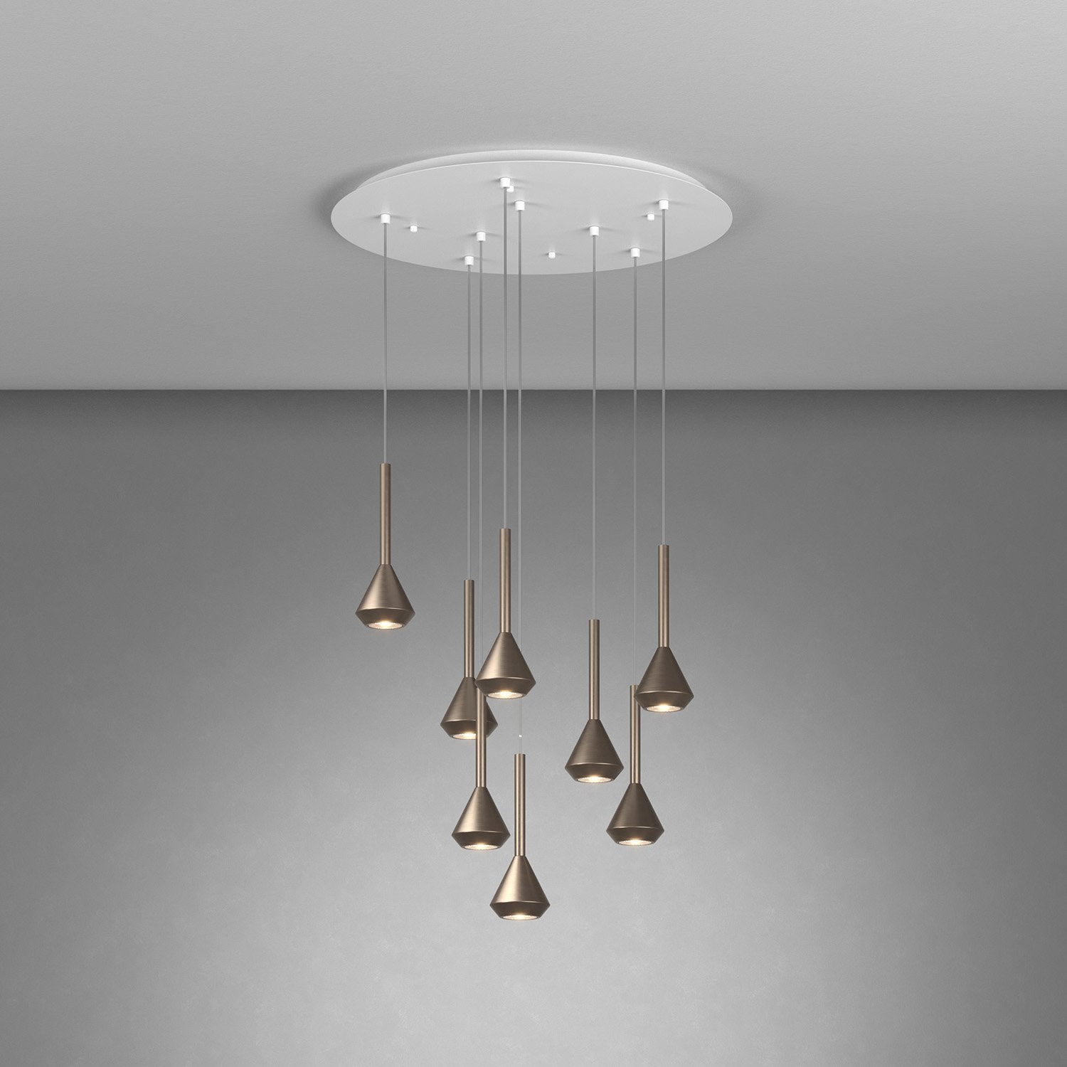 Lampadario Moderno Aygo Metallo Bianco Bronzo 8 Luci Gu10