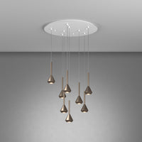 Lampadario Moderno Aygo Metallo Bianco Bronzo 8 Luci Gu10