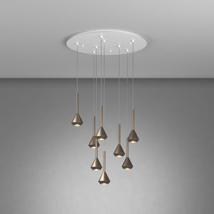 Lampadario Moderno Aygo Metallo Bianco Bronzo 8 Luci Gu10