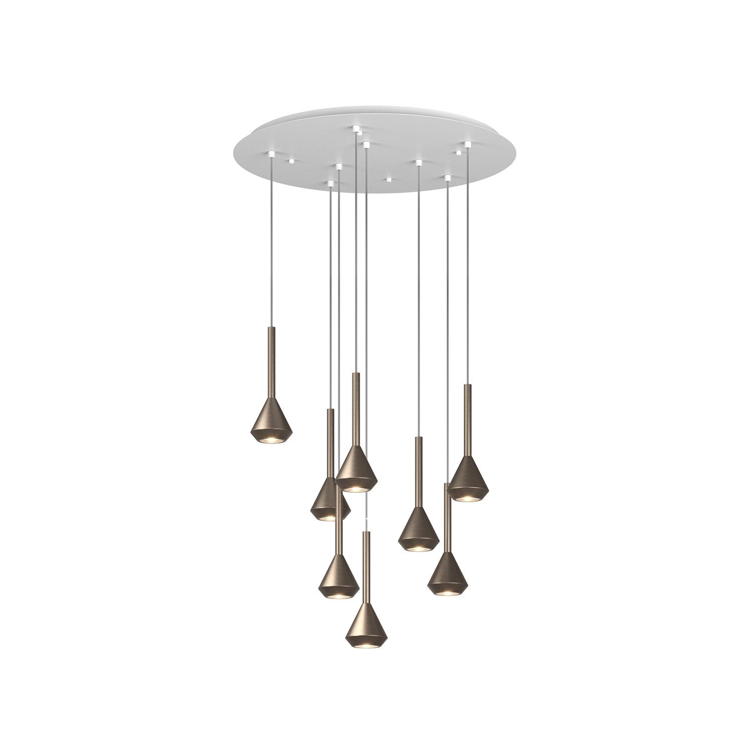 Lampadario Moderno Aygo Metallo Bianco Bronzo 8 Luci Gu10