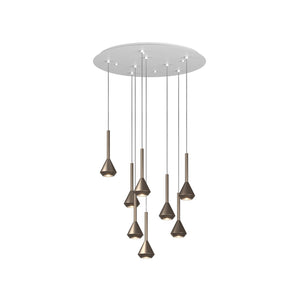 Lampadario Moderno Aygo Metallo Bianco Bronzo 8 Luci Gu10