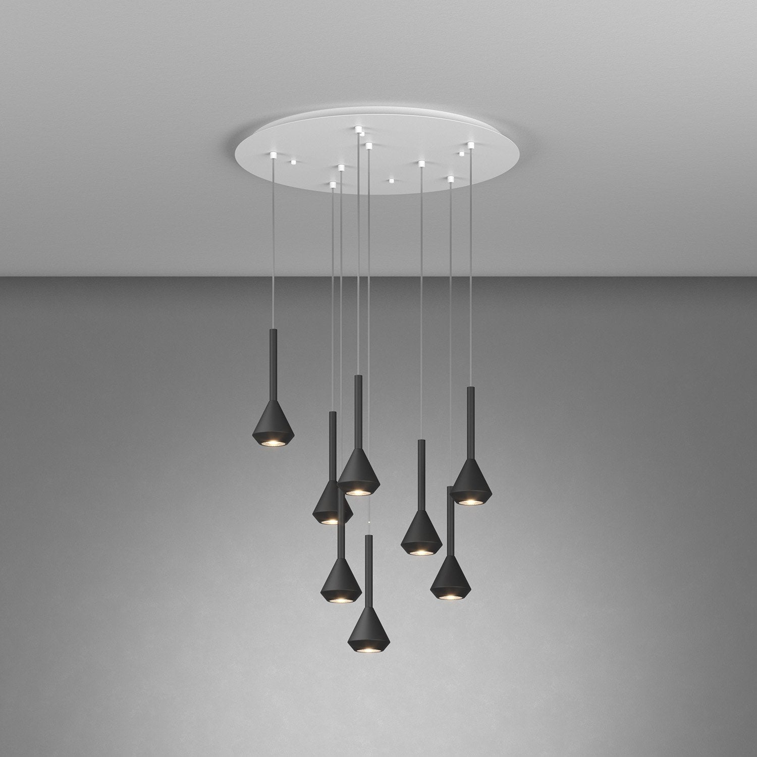 Lampadario Moderno Aygo Metallo Bianco Nero 8 Luci Gu10