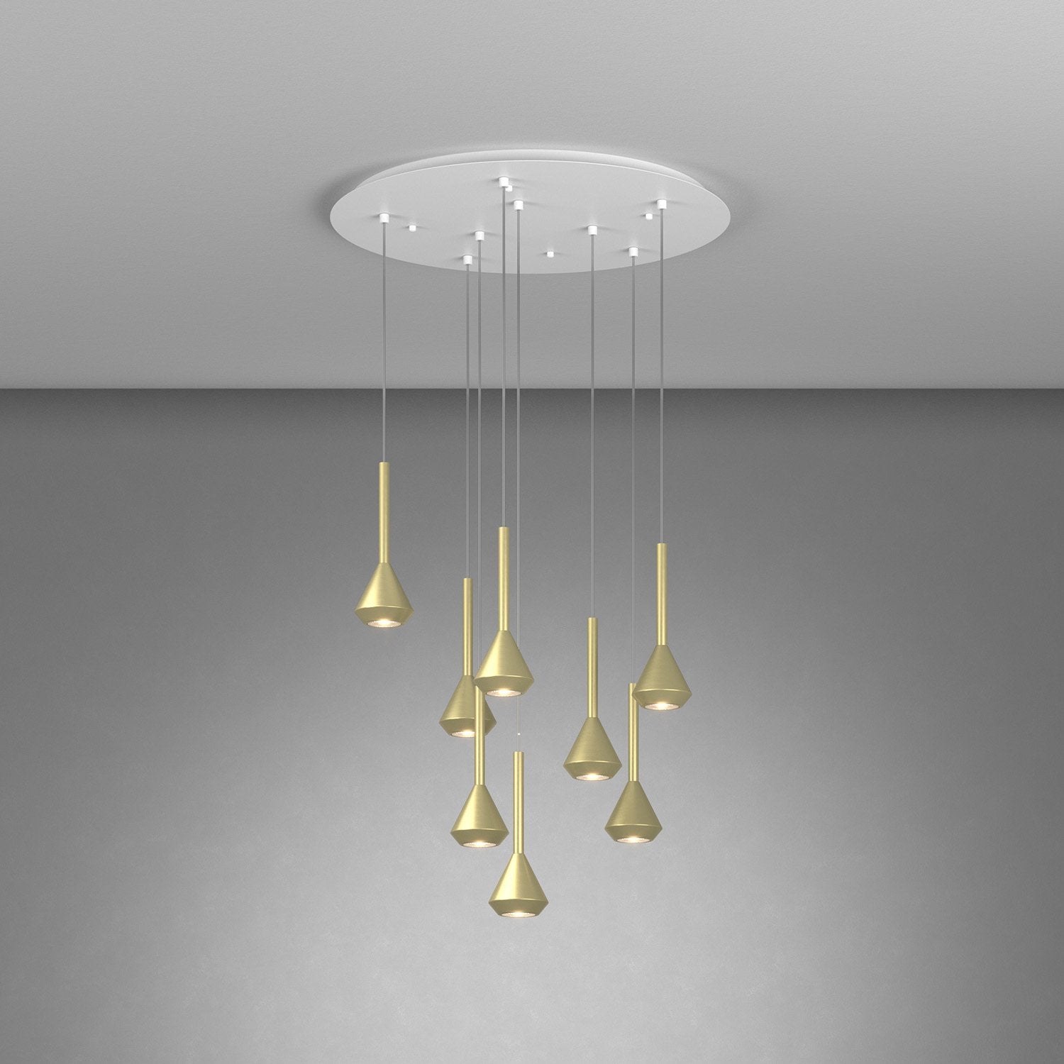 Lampadario Moderno Aygo Metallo Bianco Ottone 8 Luci Gu10