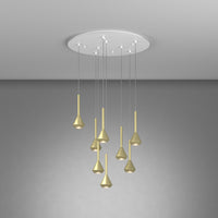 Lampadario Moderno Aygo Metallo Bianco Ottone 8 Luci Gu10