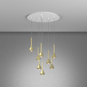 Lampadario Moderno Aygo Metallo Bianco Ottone 8 Luci Gu10