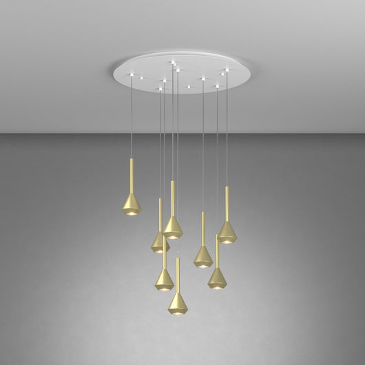 Lampadario Moderno Aygo Metallo Bianco Ottone 8 Luci Gu10