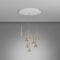 Lampadario Moderno Aygo Metallo Bianco E Sabbia Marrone 8 Luci Gu10