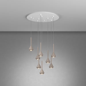 Lampadario Moderno Aygo Metallo Bianco E Sabbia Marrone 8 Luci Gu10