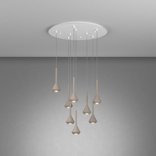 Lampadario Moderno Aygo Metallo Bianco E Sabbia Marrone 8 Luci Gu10