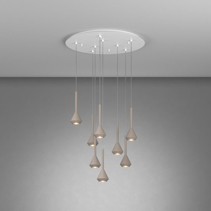 Lampadario Moderno Aygo Metallo Bianco E Sabbia Marrone 8 Luci Gu10