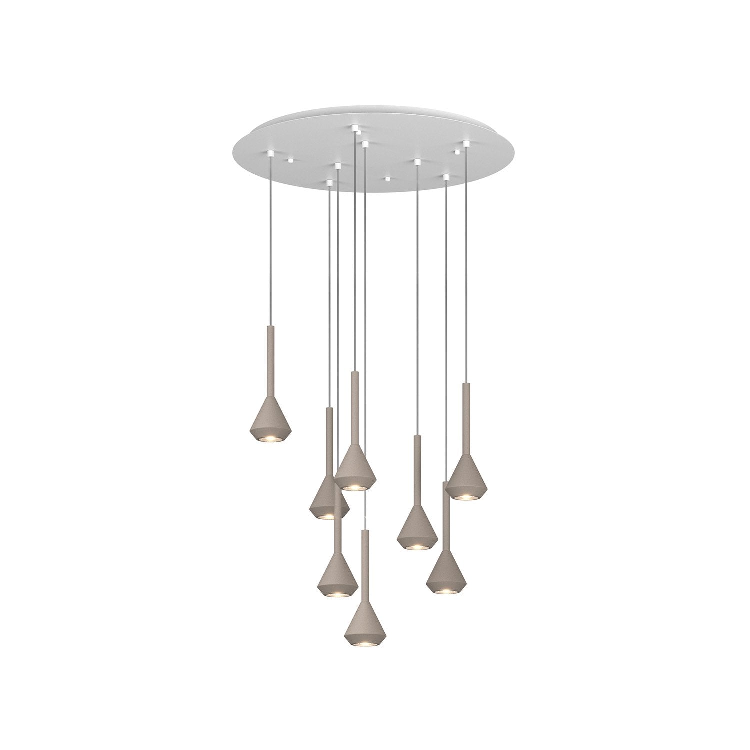 Lampadario Moderno Aygo Metallo Bianco E Sabbia Marrone 8 Luci Gu10