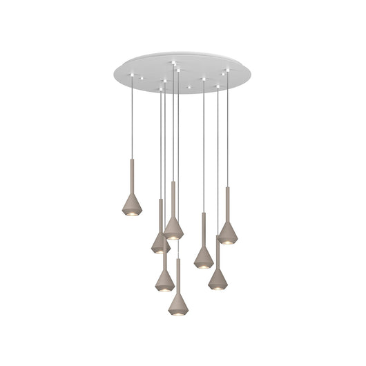 Lampadario Moderno Aygo Metallo Bianco E Sabbia Marrone 8 Luci Gu10