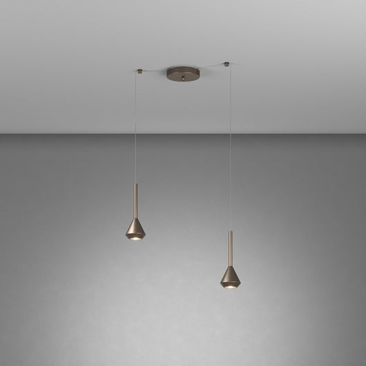Lampadario Moderno Aygo Metallo Bronzo 2 Luci Gu10