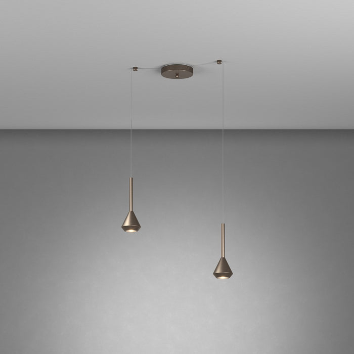 Lampadario Moderno Aygo Metallo Bronzo 2 Luci Gu10