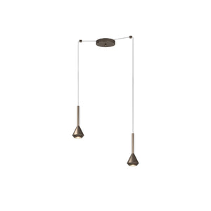 Lampadario Moderno Aygo Metallo Bronzo 2 Luci Gu10