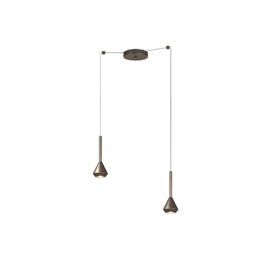 Lampadario Moderno Aygo Metallo Bronzo 2 Luci Gu10