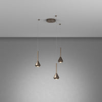 Lampadario Moderno Aygo Metallo Bronzo 3 Luci Gu10