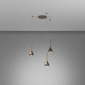 Lampadario Moderno Aygo Metallo Bronzo 3 Luci Gu10