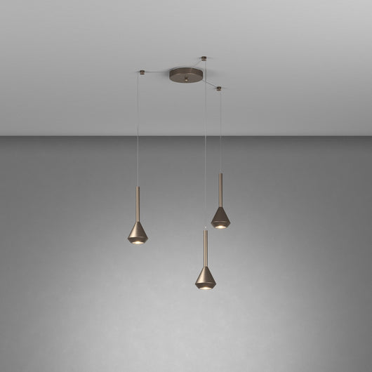 Lampadario Moderno Aygo Metallo Bronzo 3 Luci Gu10