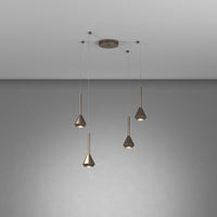 Lampadario Moderno Aygo Metallo Bronzo 4 Luci Gu10