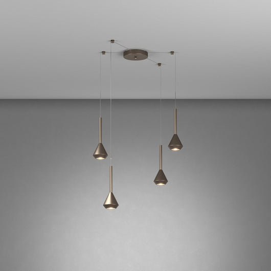 Lampadario Moderno Aygo Metallo Bronzo 4 Luci Gu10