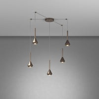 Lampadario Moderno Aygo Metallo Bronzo 5 Luci Gu10