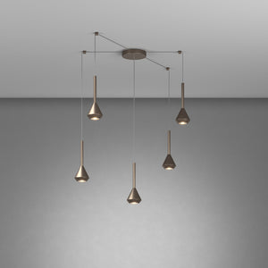 Lampadario Moderno Aygo Metallo Bronzo 5 Luci Gu10