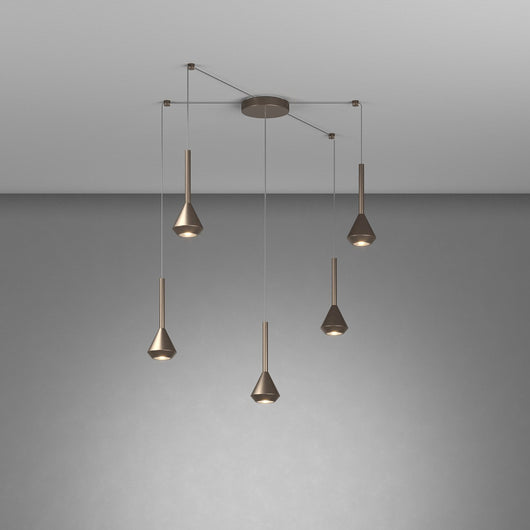 Lampadario Moderno Aygo Metallo Bronzo 5 Luci Gu10