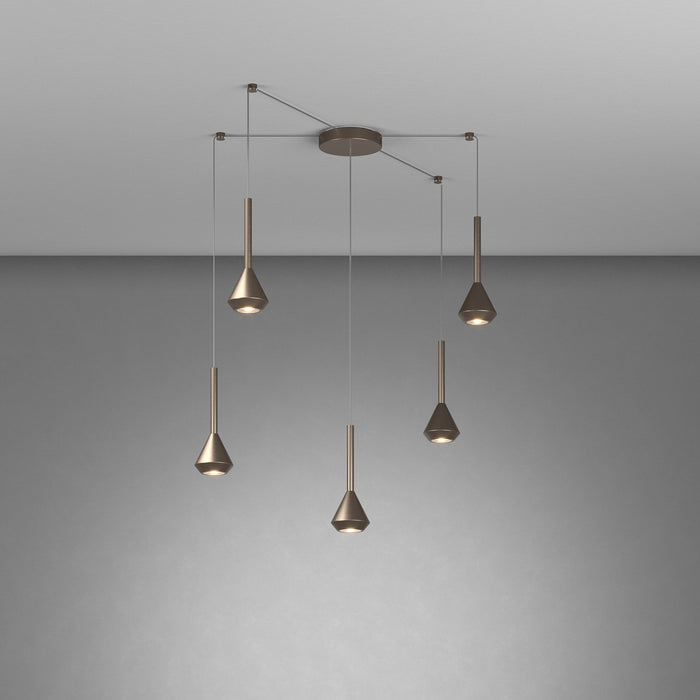 Lampadario Moderno Aygo Metallo Bronzo 5 Luci Gu10