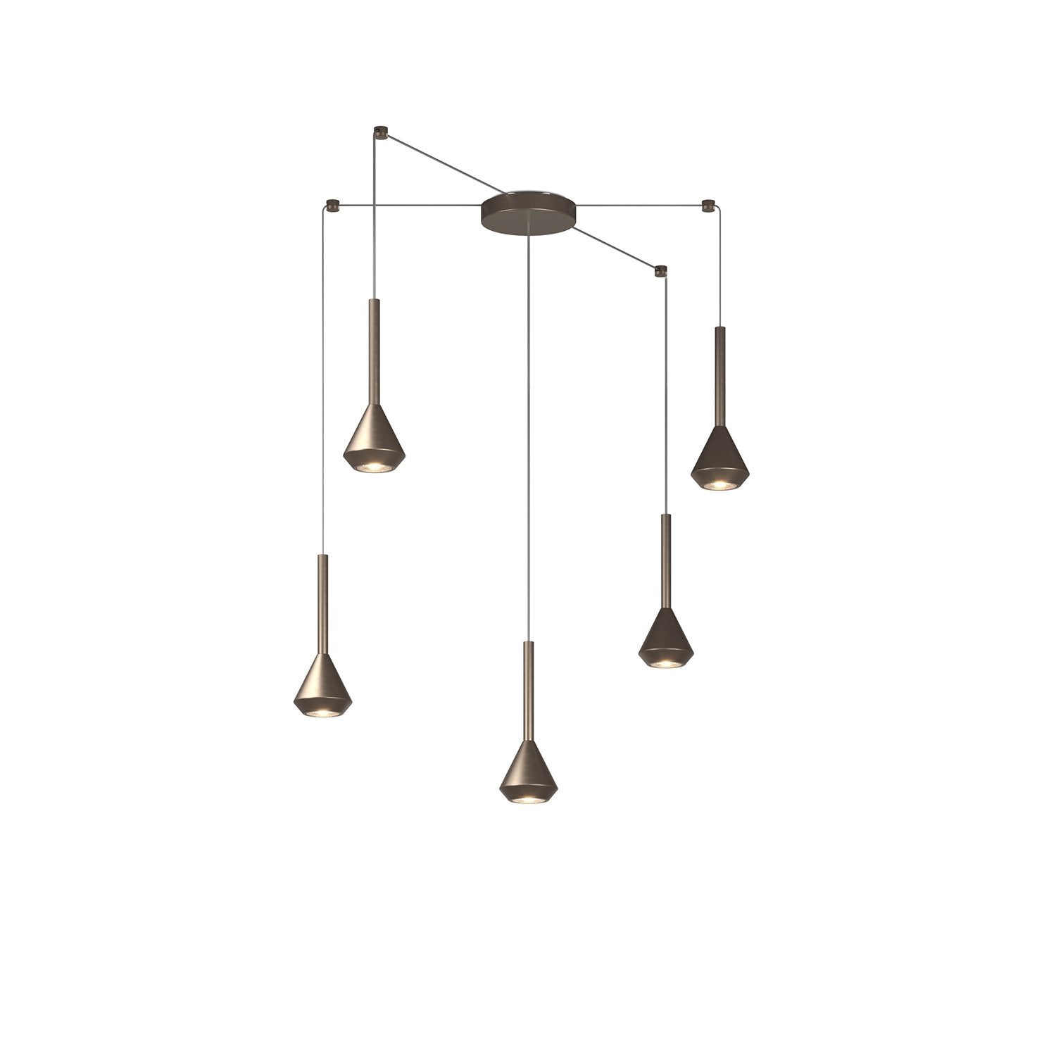 Lampadario Moderno Aygo Metallo Bronzo 5 Luci Gu10