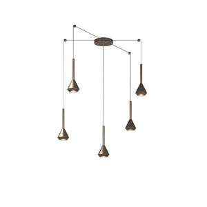 Lampadario Moderno Aygo Metallo Bronzo 5 Luci Gu10