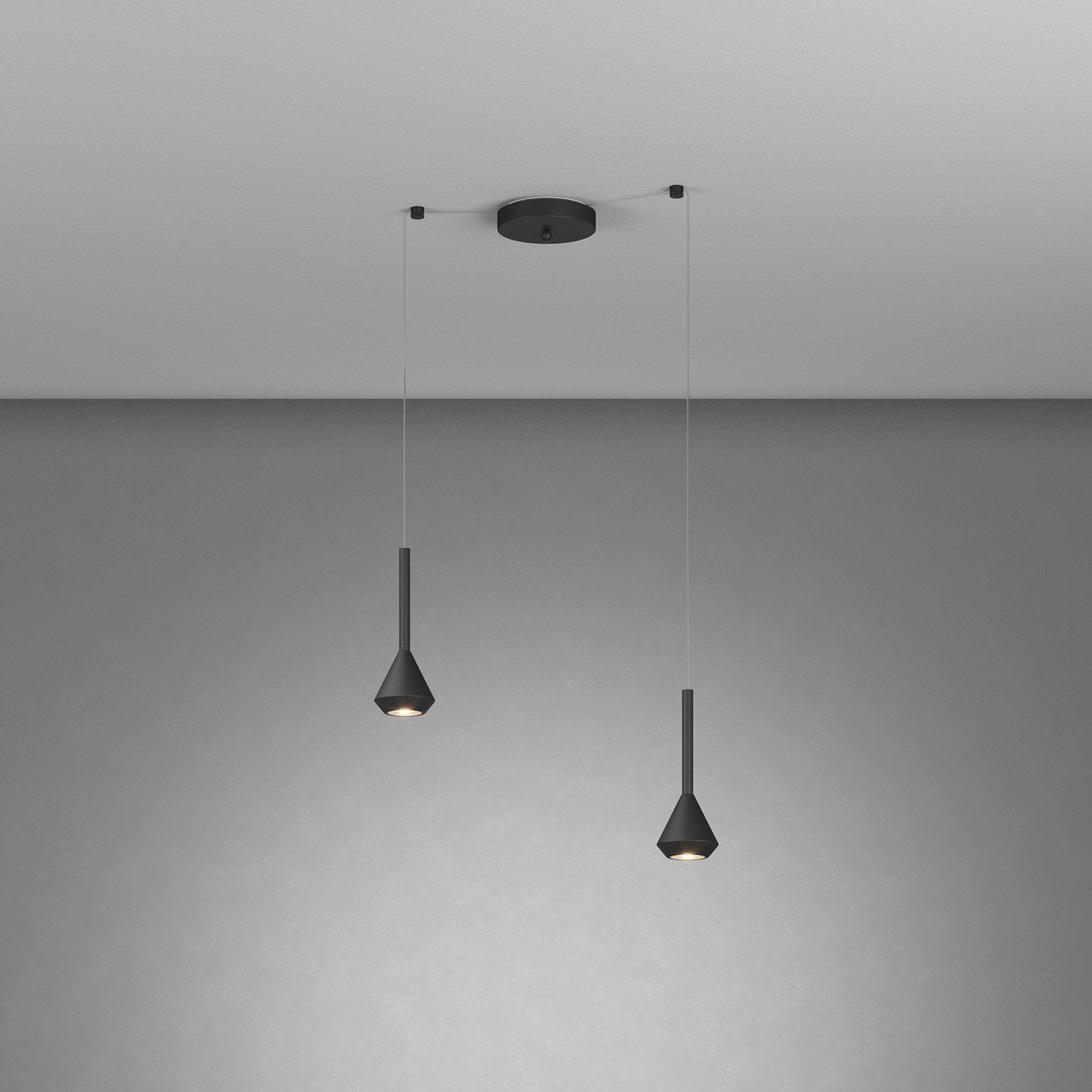 Lampadario Moderno Aygo Metallo Nero 2 Luci Gu10