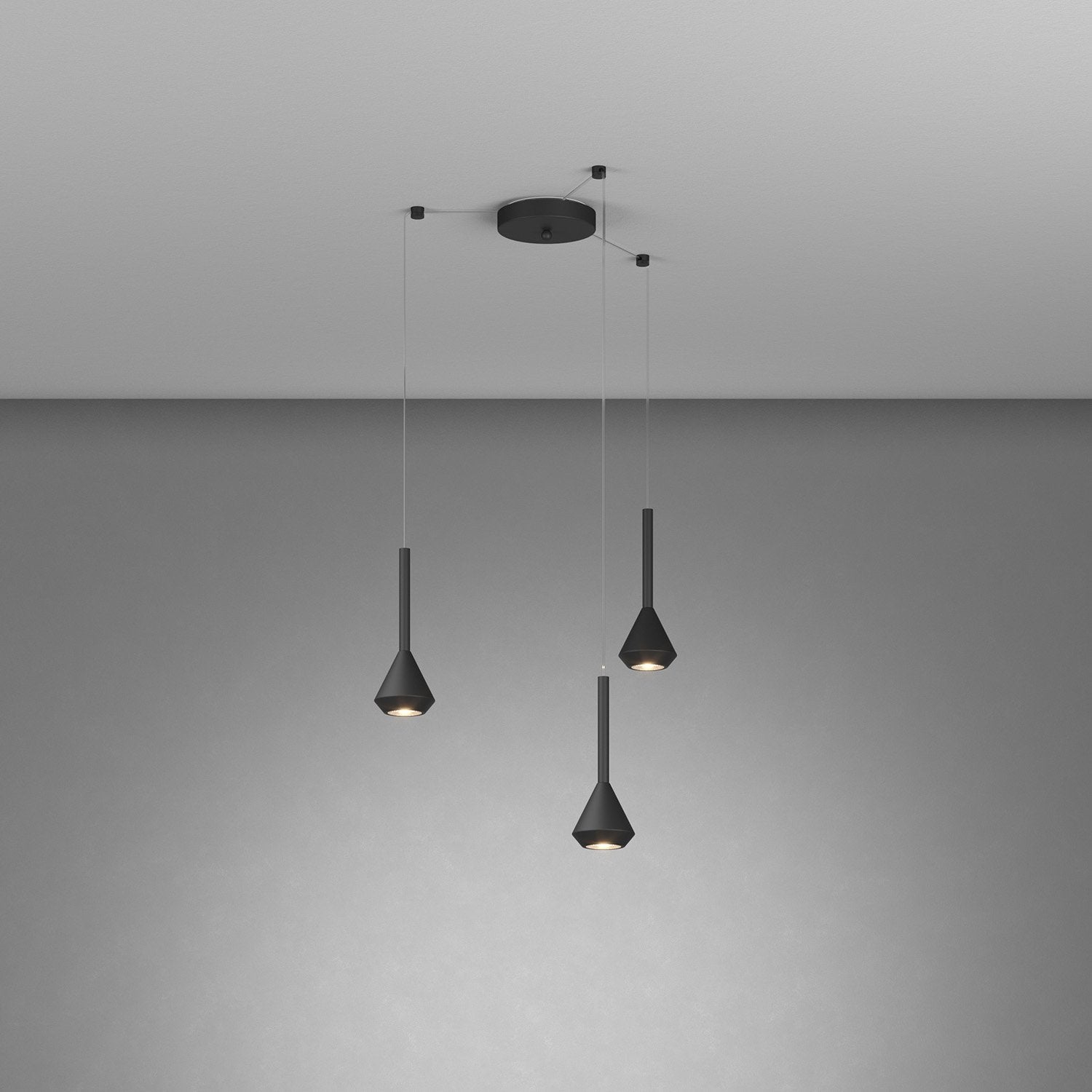 Lampadario Moderno Aygo Metallo Nero 3 Luci Gu10