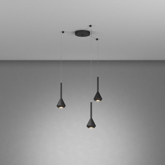 Lampadario Moderno Aygo Metallo Nero 3 Luci Gu10