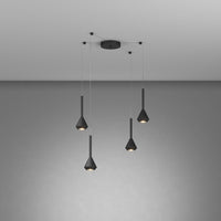 Lampadario Moderno Aygo Metallo Nero 4 Luci Gu10