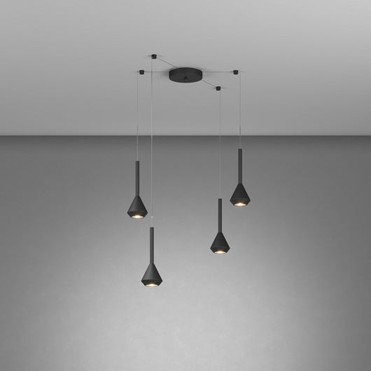 Lampadario Moderno Aygo Metallo Nero 4 Luci Gu10
